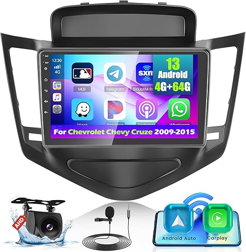 4G+64G para Chevrolet Chevy Cruze 2009-2015 Android 13 estéreo inalámbrico CarpPlay Android Auto, pantalla táctil de 9 pulgadas en Dash Sistema de