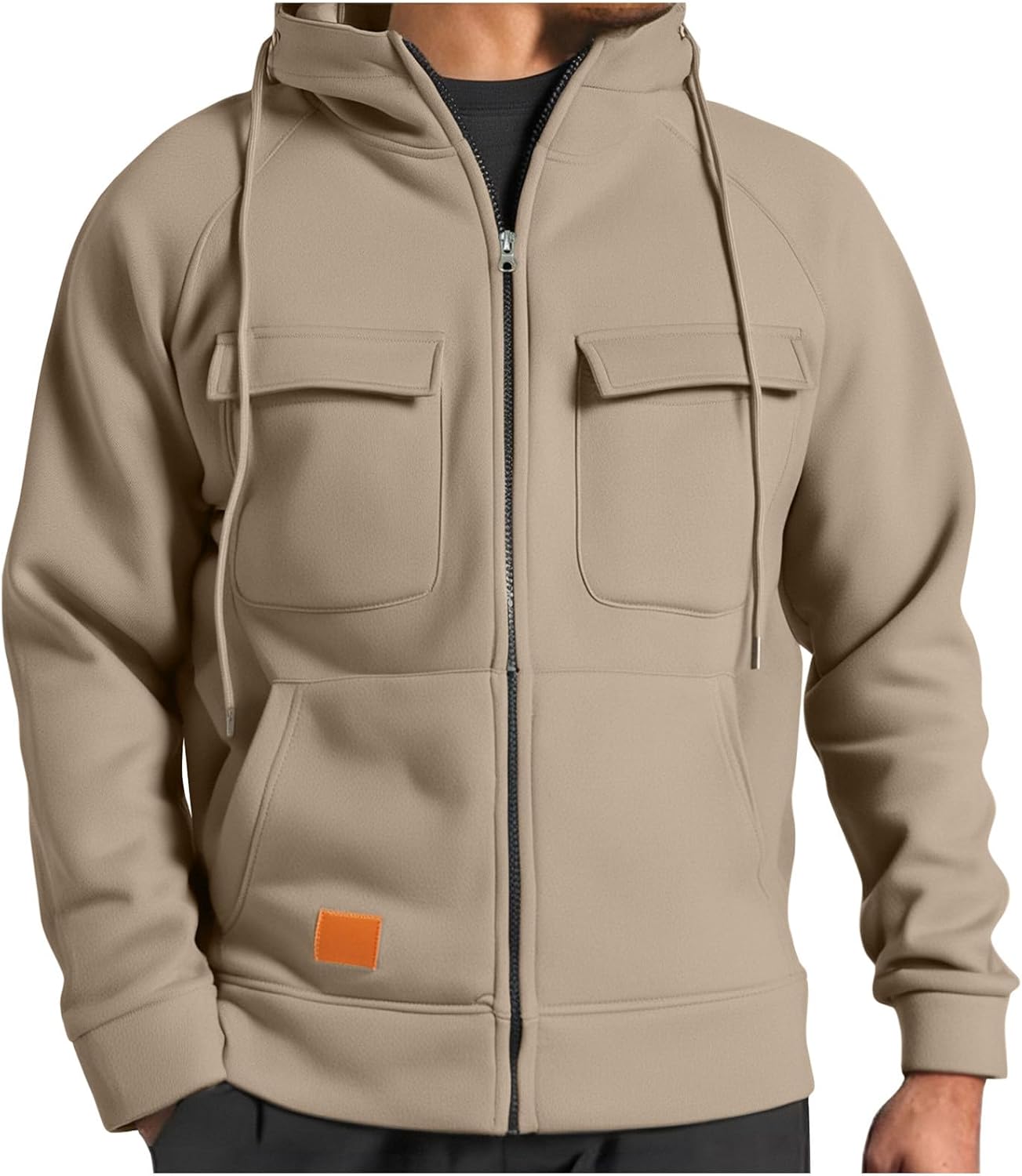 Full Zip Hoodie for Men Fashion Vintage Hoodies Jacket Winter Fashion Comfortable Jacket with Multiple Pockets