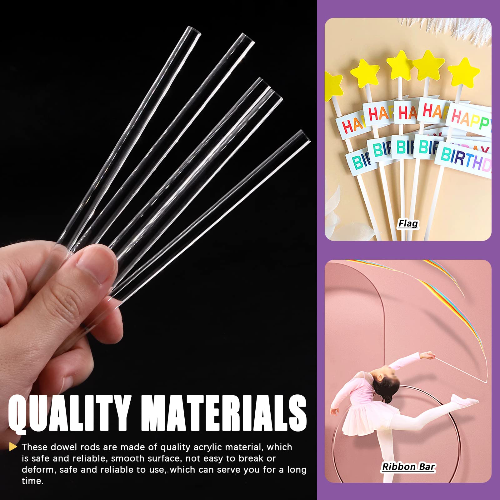 Acrylic Dowel Rods - 15 Pack, 6mm Diameter -5 Acrylic Dowel Rods - 15 Pack, 6mm Diameter -5