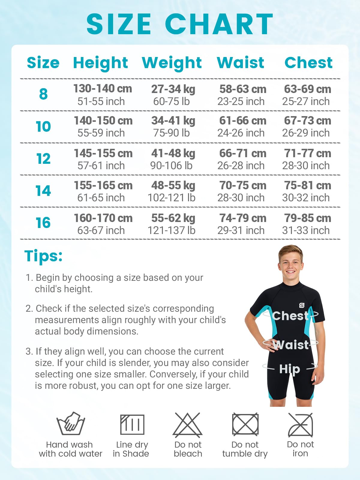 Muta per bambini e bambina, muta in neoprene da 2 mm con protezione UV50+ Mantiene il calore, morbida ed elastica, per nuoto, snorkeling e surf