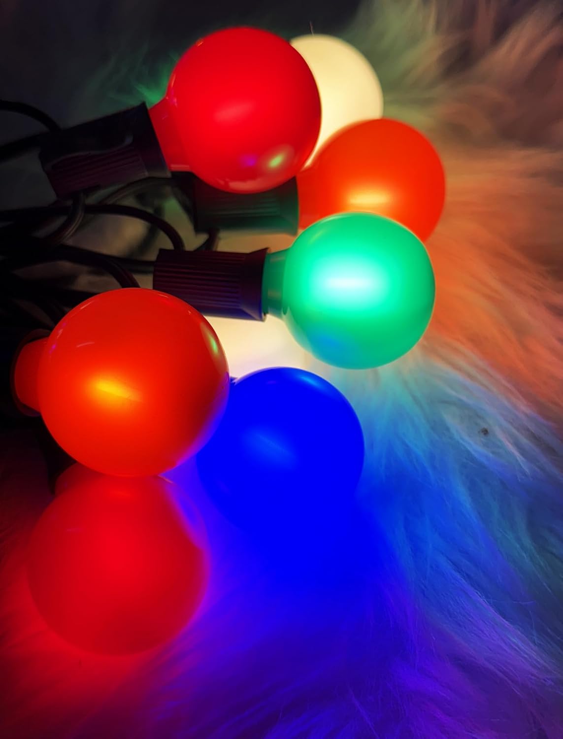 25Ft LED Christmas Outdoor String Lights, G40 Globe Night Lights with 27 0.6W Ceramic Multicolor Bulbs, Vintage Ceramic Lights for Holiday Party Backyard Wedding Garden Patio Porch Decor, Green Wire