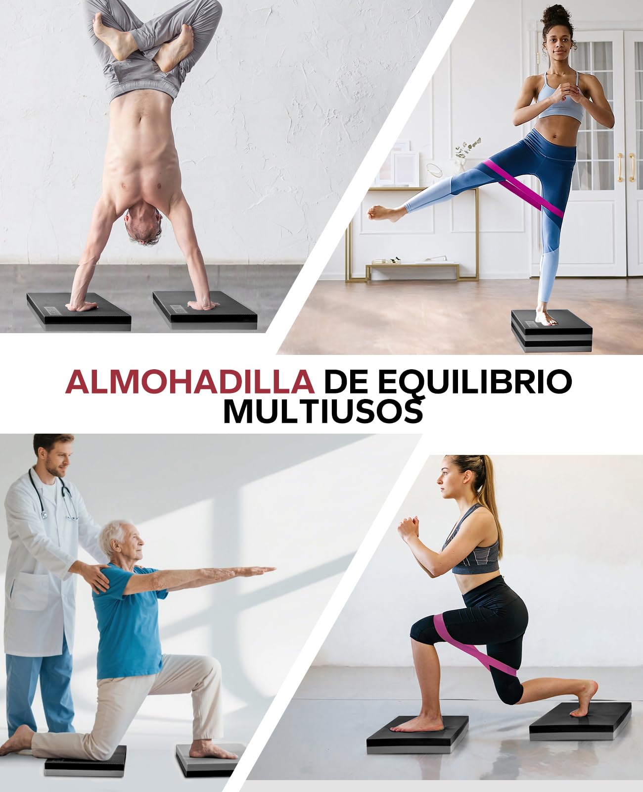 HAPBEAR Almohadilla de Equilibrio-40x33cm Alfombrilla antideslizante con fondo texturizado para entrenamiento de estabilidad - Espuma suave acolchada de 6cm de grosor para fisioterapia