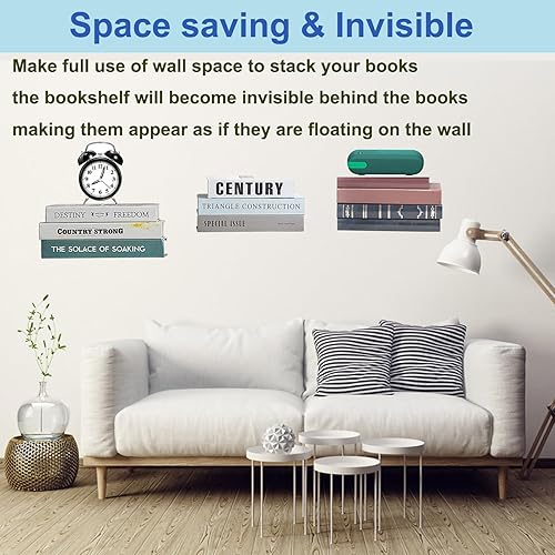 Miniatura 5 de SHTCSZBA Estantes flotantes invisibles para montaje en pared, organizadores de libros de alta resistencia, estantes de almacenamiento de hierro para