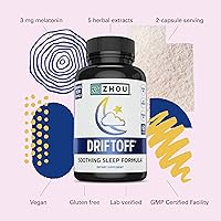 Vista 4 de Zhou Driftoff - Nature Inspired Sleep Aid, Valerian Root & Melatonin for Sleep for Men & Women, Calm Sleeping Supplement for Adults with Gaba &