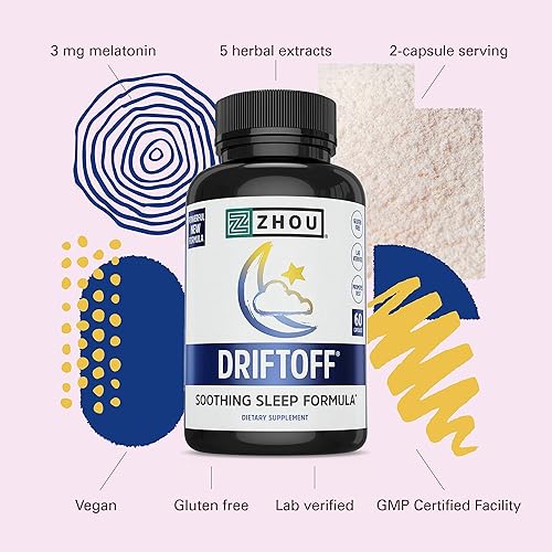 Miniatura 4 de Zhou Driftoff - Nature Inspired Sleep Aid, Valerian Root & Melatonin for Sleep for Men & Women, Calm Sleeping Supplement for Adults with Gaba &
