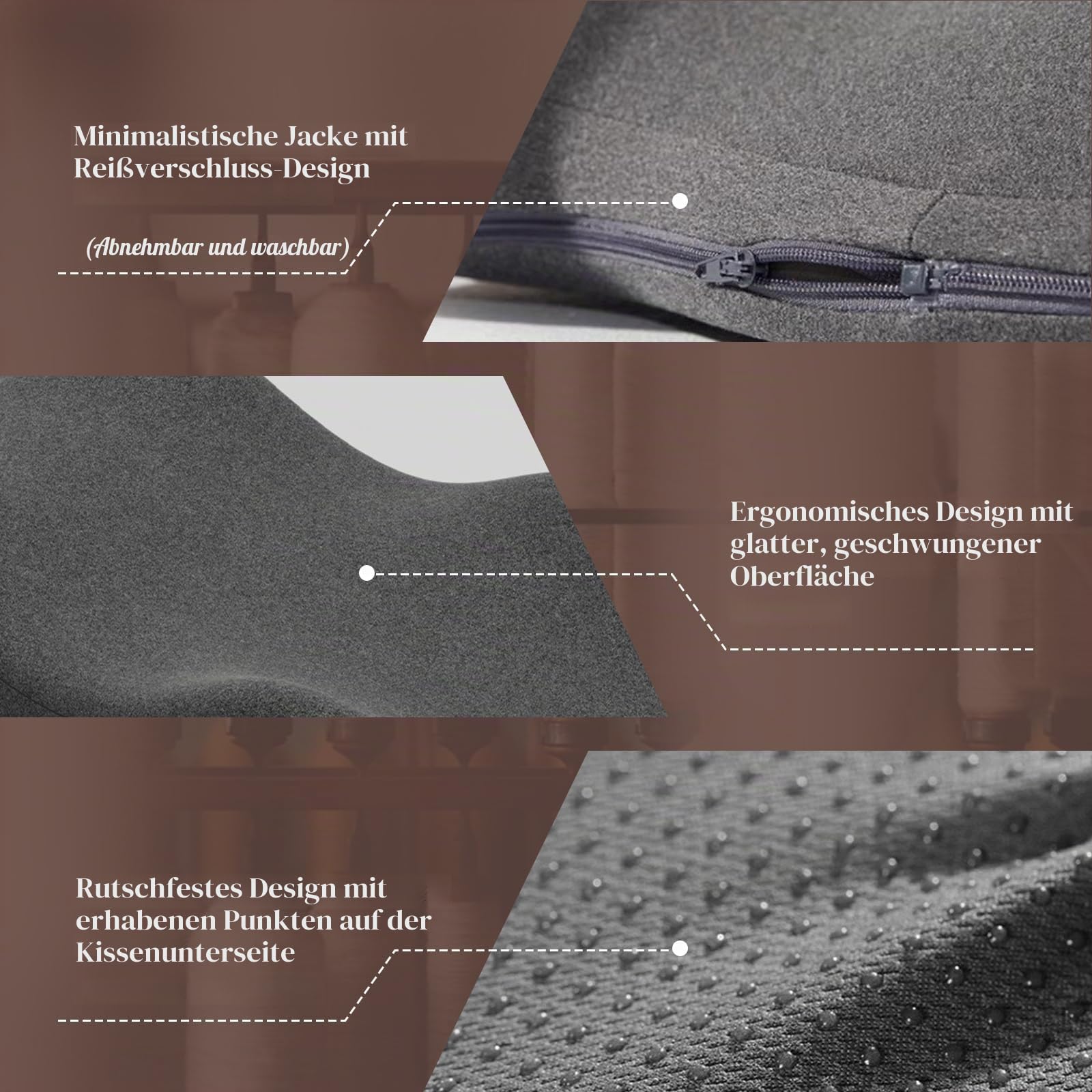Venenkissen Beinhochlagerungskissen, Keilkissen zum Schlafen, Beinkissen aus Memory-Schaumstoff für Beinhochlagerung, Ergonomisches Komfort-Kissen für Knie, Beine, Knöchel, Sofa, Bett (Grau)