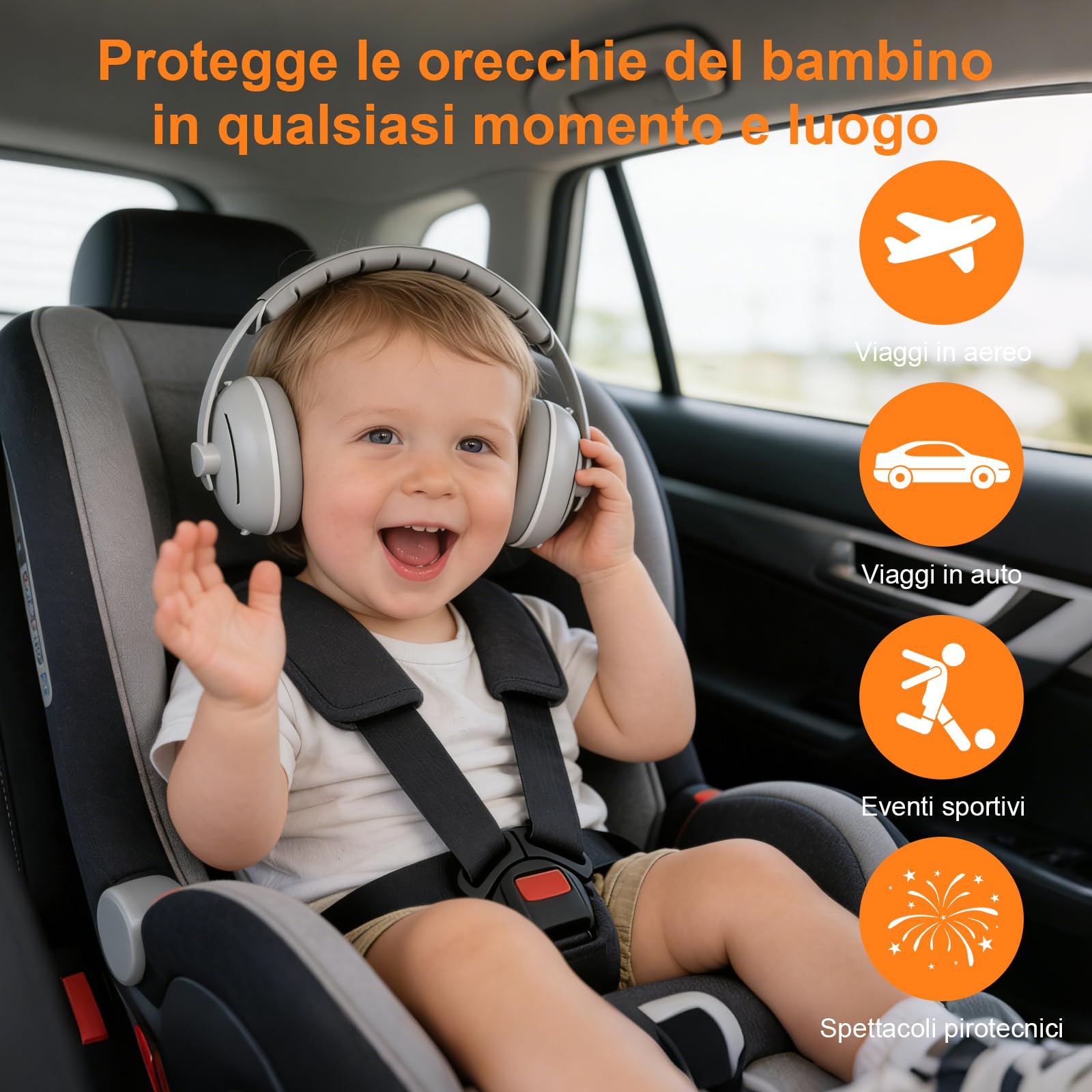 2 in 1 Cuffie Neonato Antirumore 25dB Protettori Acustici per Neonati Cuffie Antirumore Neonato,Archetto Regolabile,Protezione Acustica Ideale per Neonati Fino a 48 Mesi