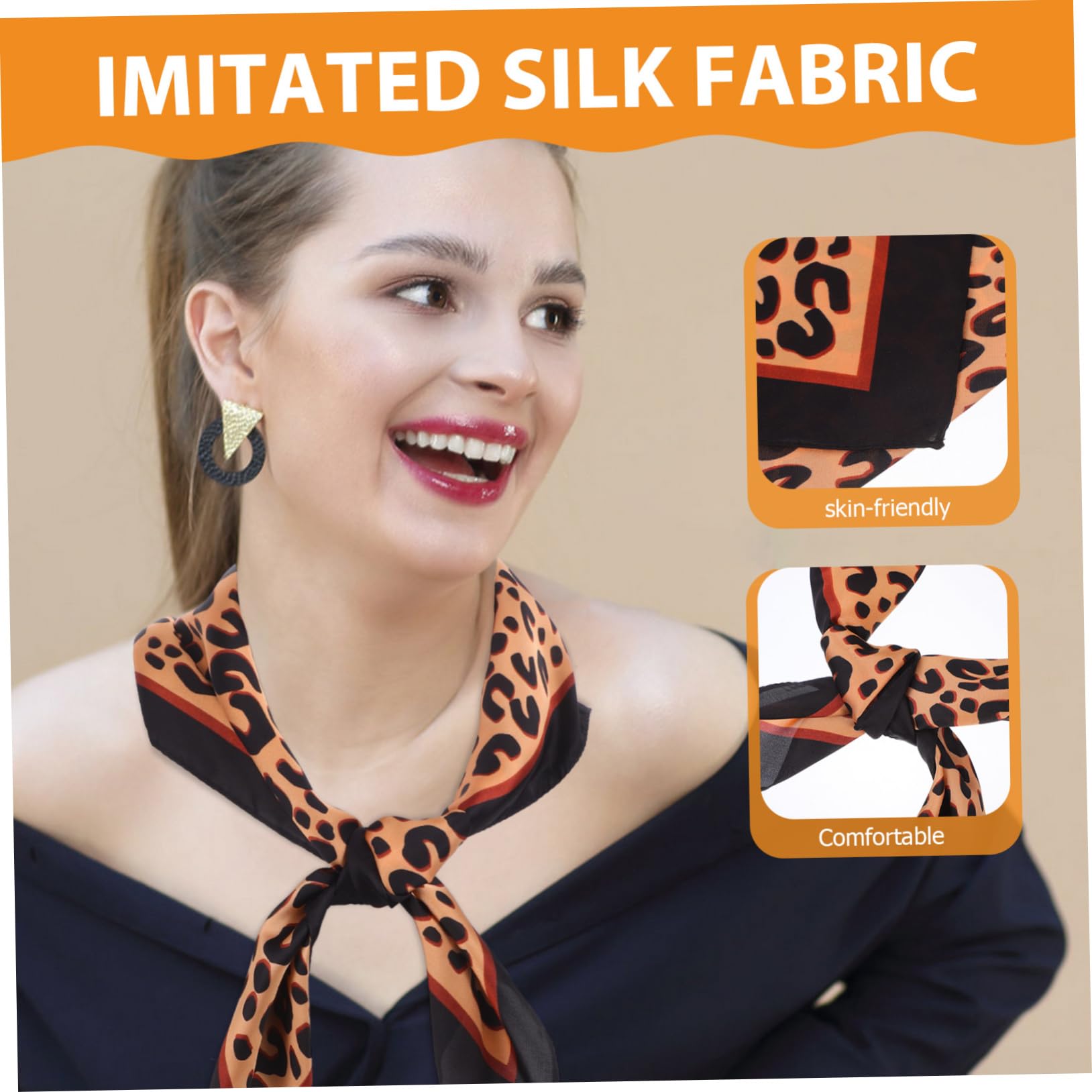 OUNONA 1 pieza Bufanda Cuadrada de Seda con Estampado de para Mujer Pañuelo Delgado Multifuncional Asortidos para Cabello Cuello y Accesorios de Moda