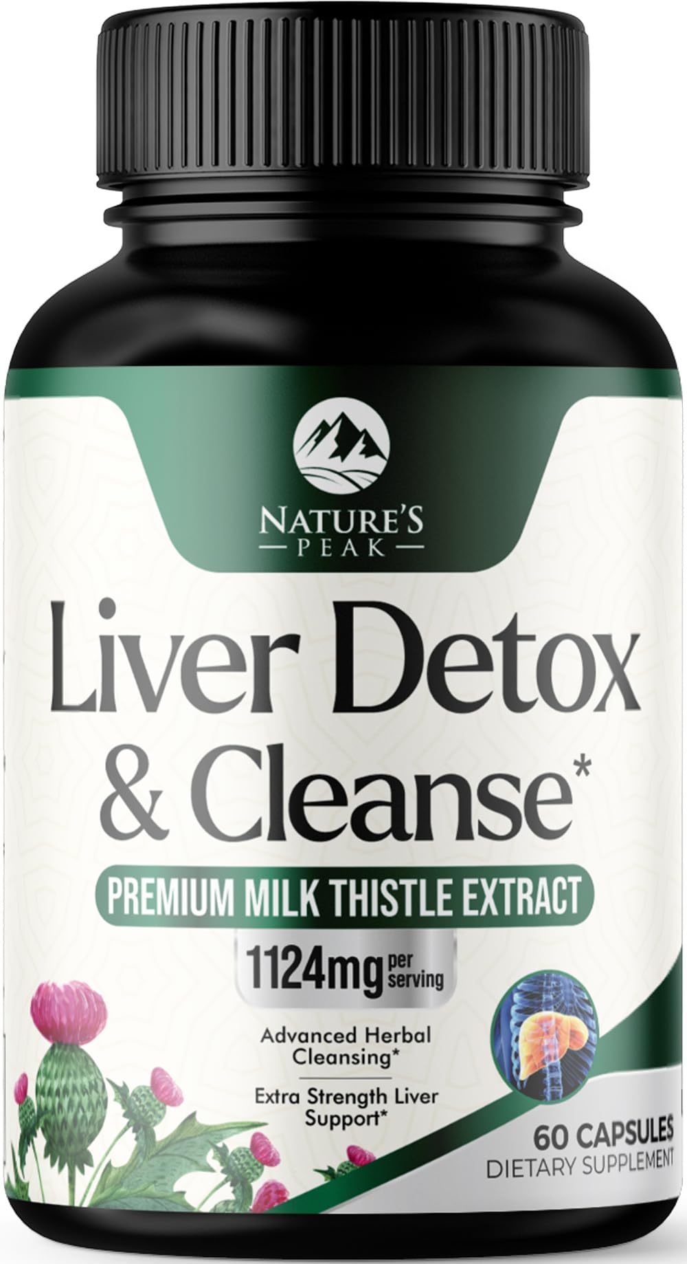 Liver Cleanse Detox & Repair - Milk Thistle Supplement for Digestion & Immune Health - Ginger Root, Choline & Dandelion Root - Herbal Liver Support with Silymarin, Beetroot & Artichoke - 60 Capsules 60 Count (Pack of 1)