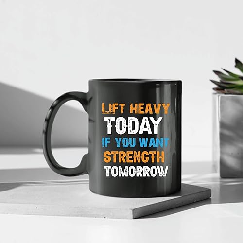 Miniatura 4 de Gift for Fitness Enthusiasts Lift Heavy Today for Strength Tomorrow 11oz 15oz Black Coffee Mug