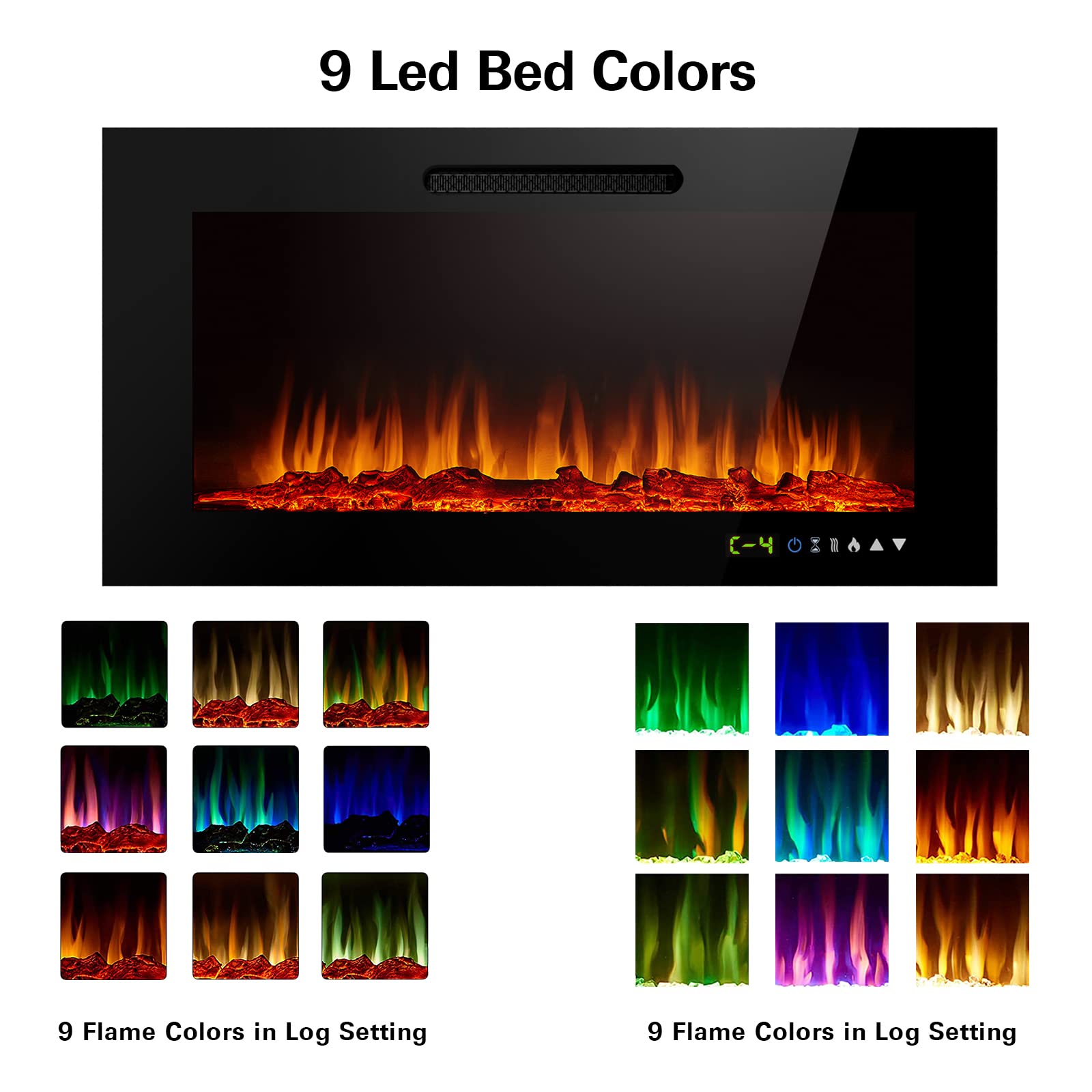 Buy Hykolity 36 inch Electric Fireplace Inserts, 750/1500W Recessed and