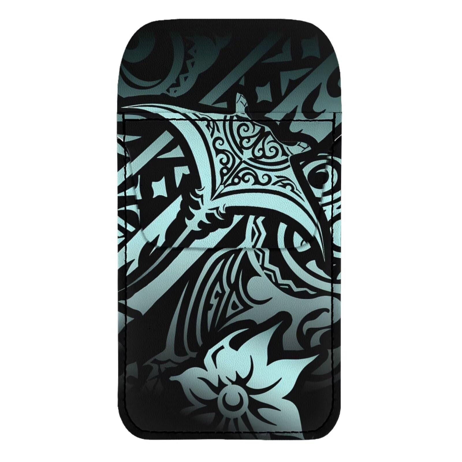Manta Ray PU Leather Pocket Protector, Polynesia Art Pockets Pouch for Shirts Lab Coats Pants Boho Ethnic Floral Pen Holder Pens Sleeve for Office Hospital Supplies
