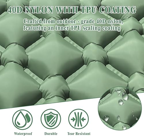 Miniatura 5 de MEI&CO Colchoneta inflable ultraligera con almohada integrada y bomba de pie, para camping, senderismo y mochilero, almohadilla individual con