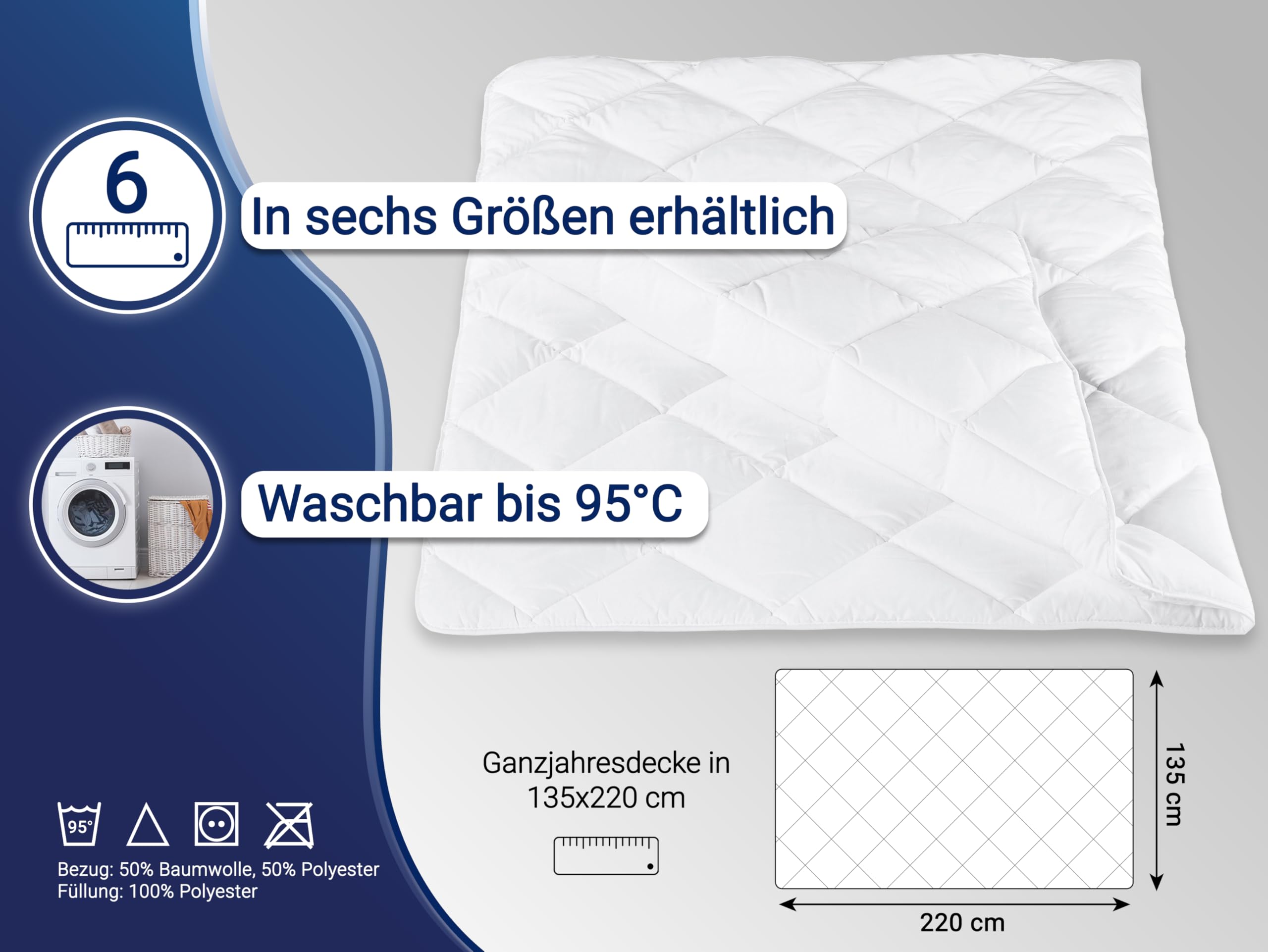 ZOLLNER 2er Set Ganzjahresdecke in 135x220 cm - hautfreundliche und atmungsaktive Tagesdecke - mit Rautensteppung - Füllung aus Polyester - waschbar bis 95°C - Hotelqualität - Oeko Tex® Zertifiziert