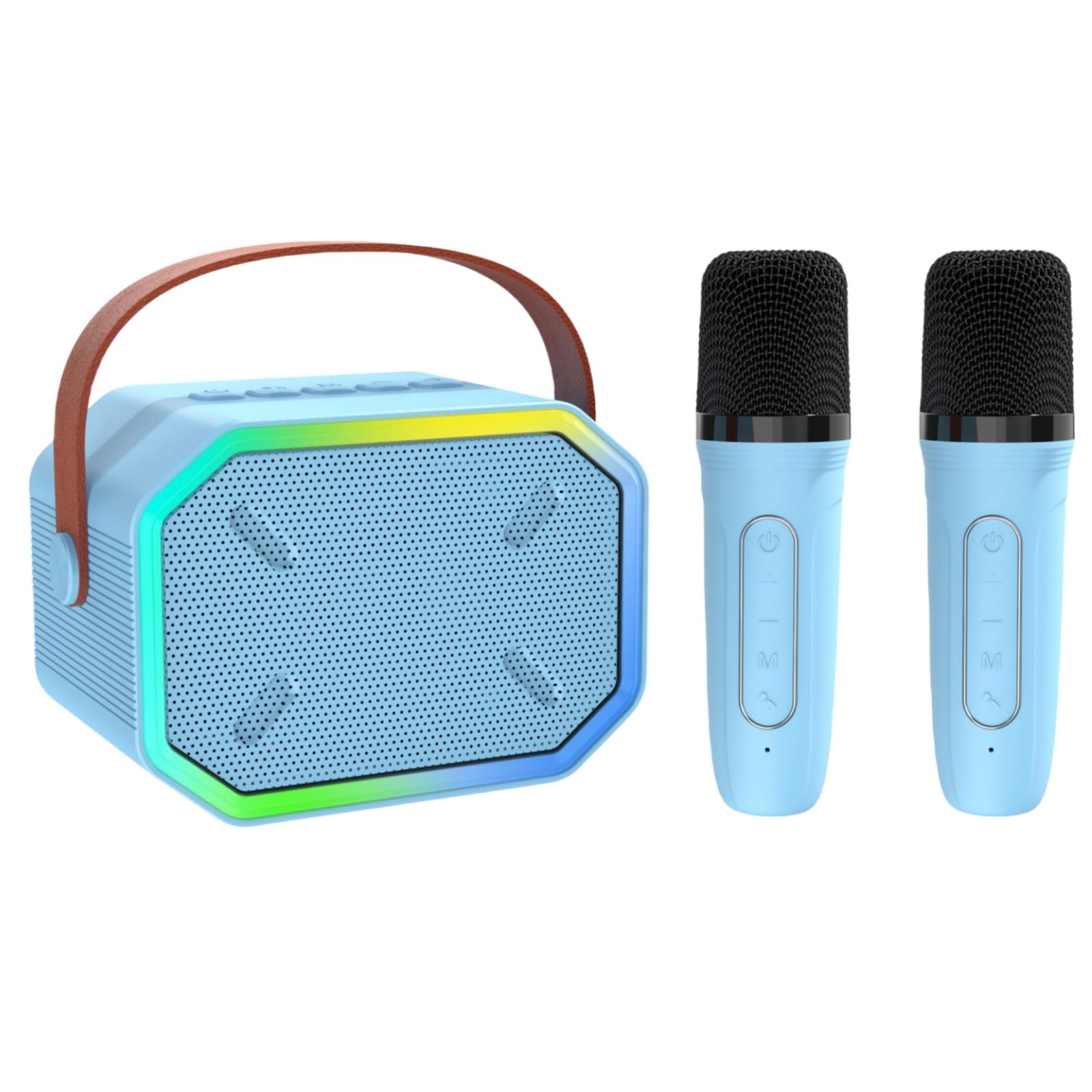 Zabawki do karaoke dla chłopców i dziewcząt z mikrofonem 1/2, przenośna maszyna do karaoke ze światłem LED, głośnik Bluetooth z bezprzewodowymi mikrofonami, prezenty dla dzieci i dorosłych, domowe