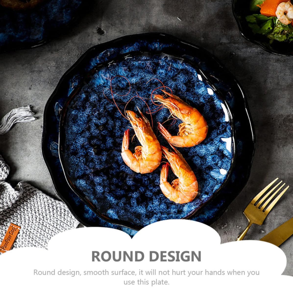 Tofficu Piatto Forma Rotonda Elegante e Semplice in Ceramica Superficie Irregolare per Insalata per Feste e Riunioni Familiari