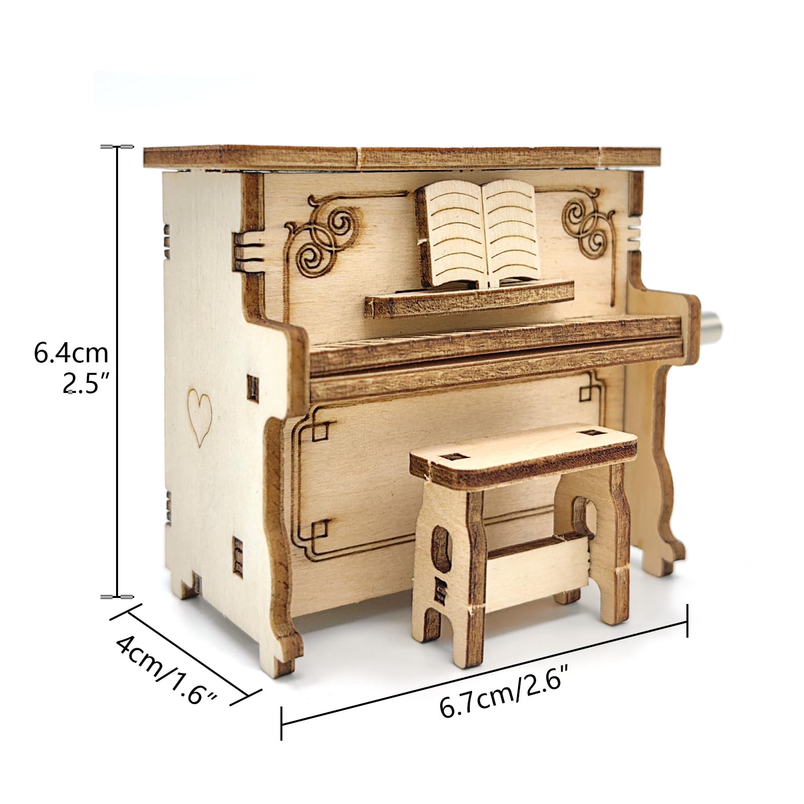 Musiin 3D Wooden Puzzle Piano Music Box 3D Puzzles DIY Kits Hand Crank Music Box(Upright piano), Aufrecht - Image 2