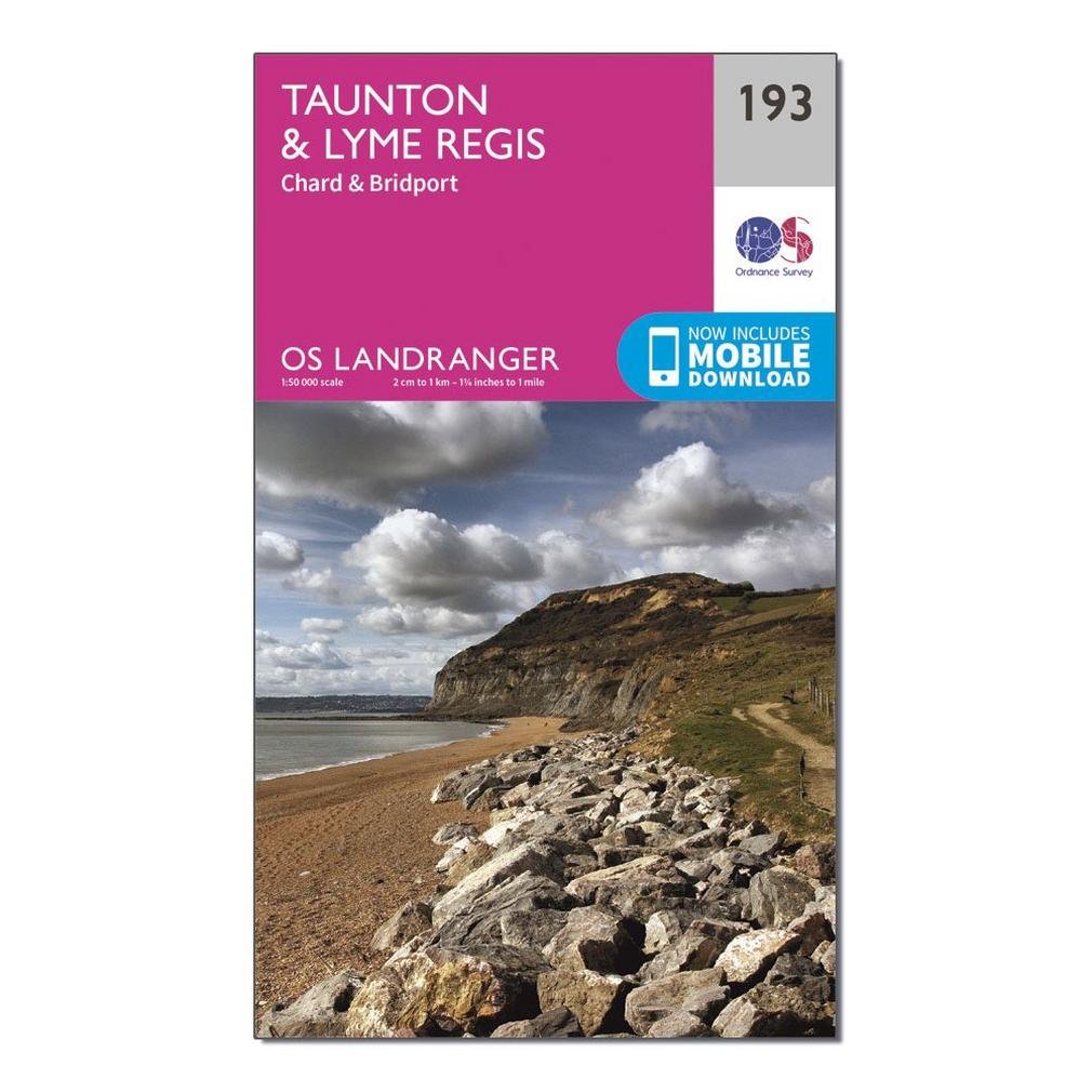 Ordnance Survey Os Landranger 193 Taunton & Lyme Regis, Chard & Bridport Map Pink