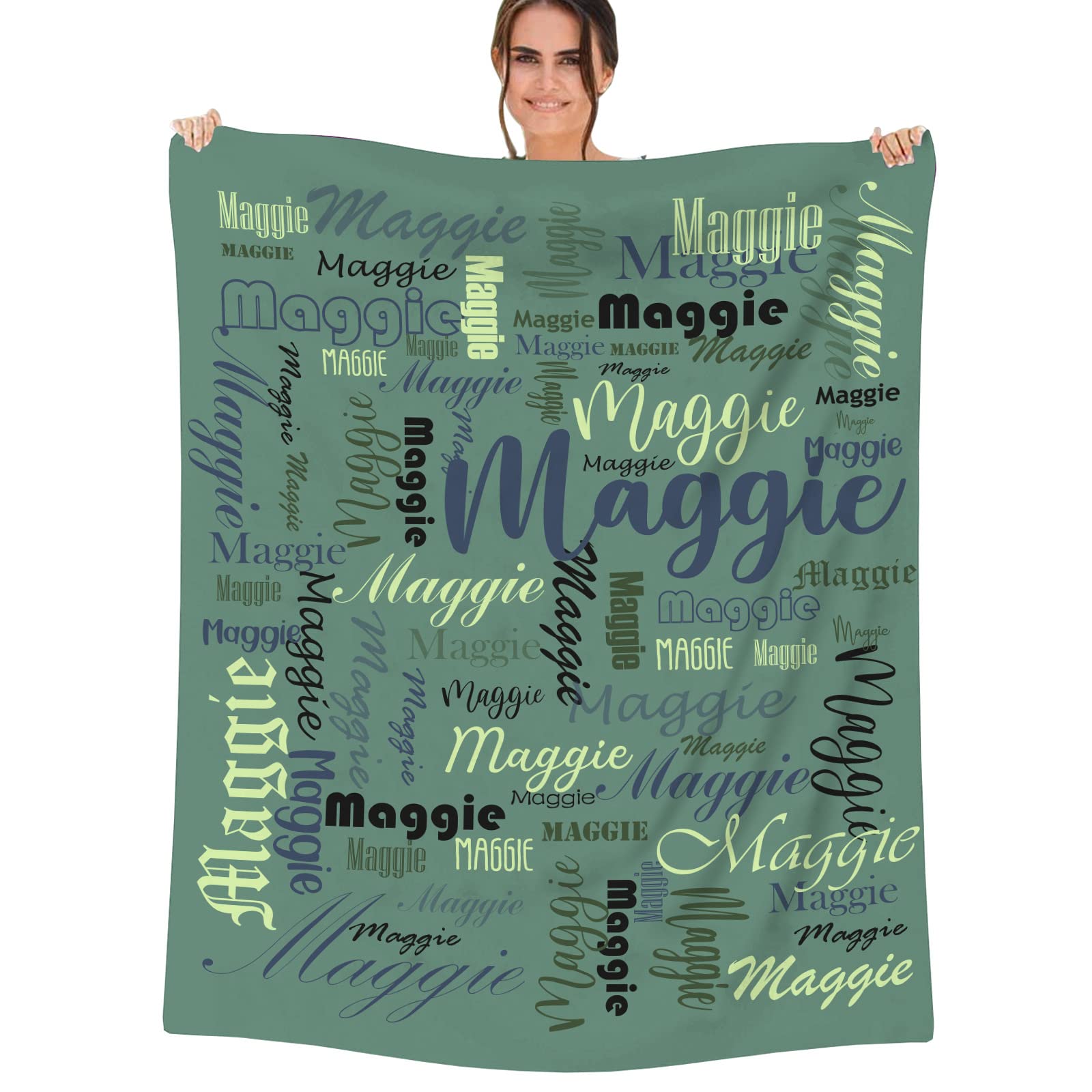 papasgix Personalised Baby Blanket with Name, Customised Baby Name Blanket, Soft Flannel Throw Sofa Blanket Personalised Gifts for Boys Girls — image 1
