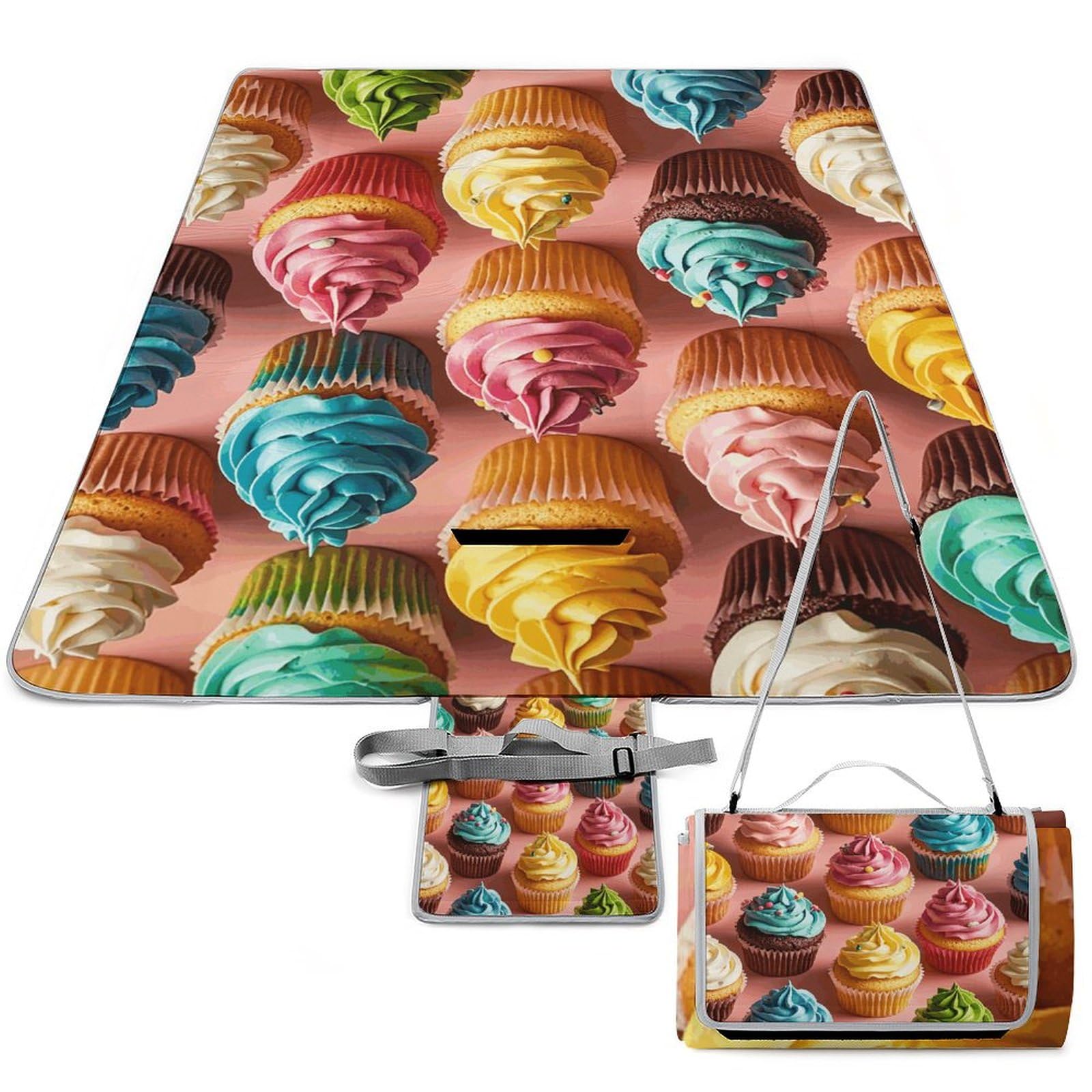 Tapis de pique-nique pour parc et plage couverture cupcakes