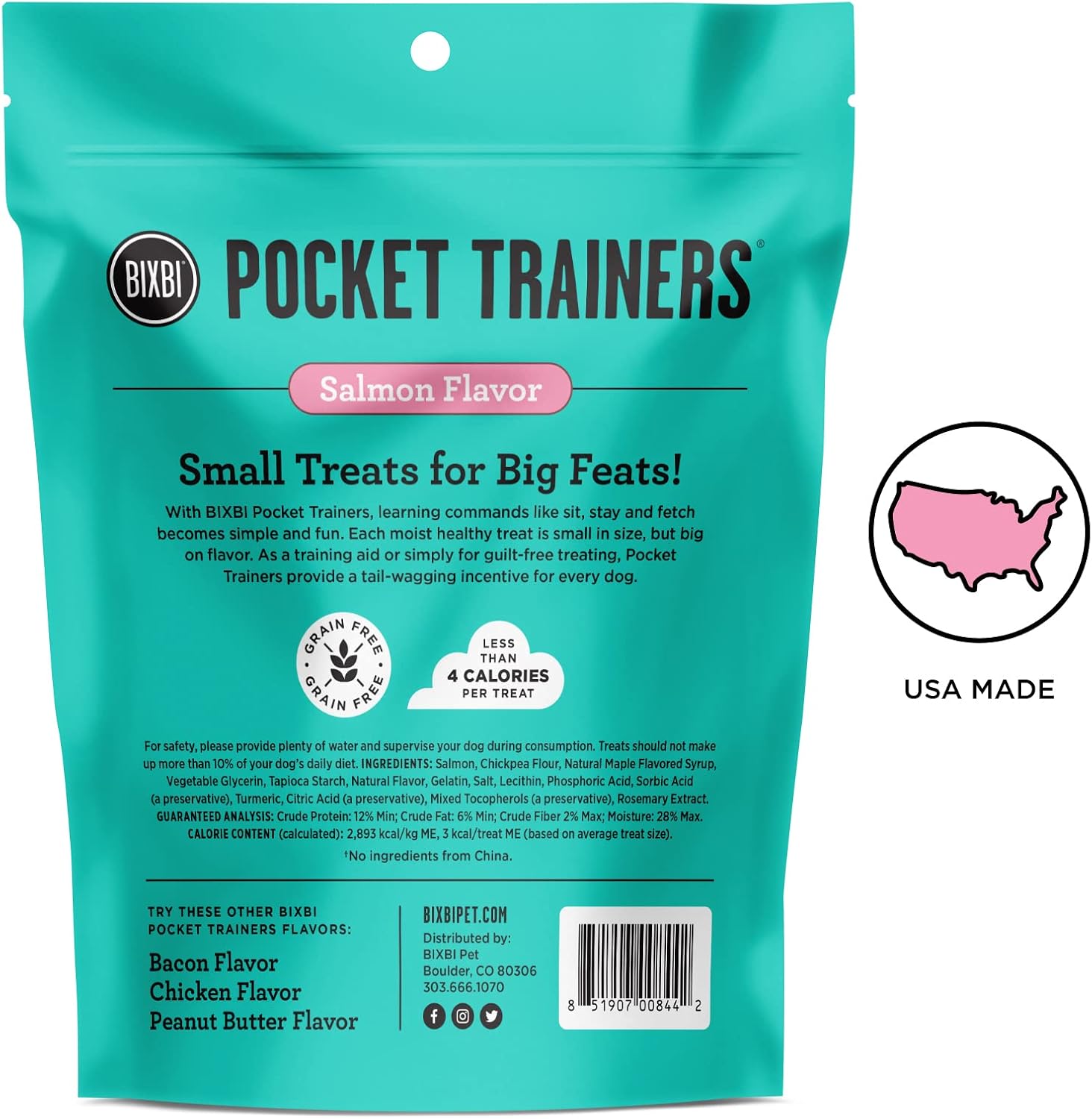 BIXBI Pocket Trainers, Salmon (6 oz, 1 Pouch) - Small Training Treats for Dogs - Low Calorie and Grain Free Dog Treats, Flavorful Pocket Size Healthy and All Natural Dog Treats
