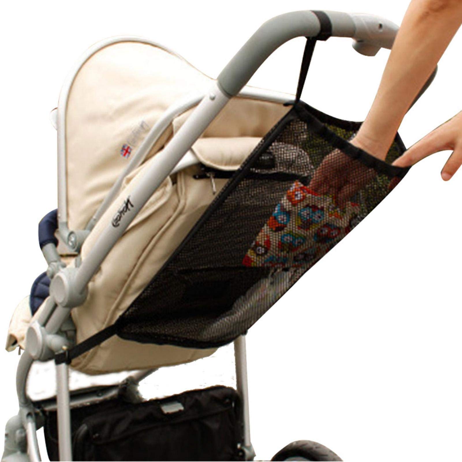 yanzisura Pram Organiser Bag,Transparent Mesh Pram Organiser,Elasticity Baby Stroller Net Bag,Adjustable Pram Organiser Bag for Carrying Diapers, Toys and Snacks,35x50cm