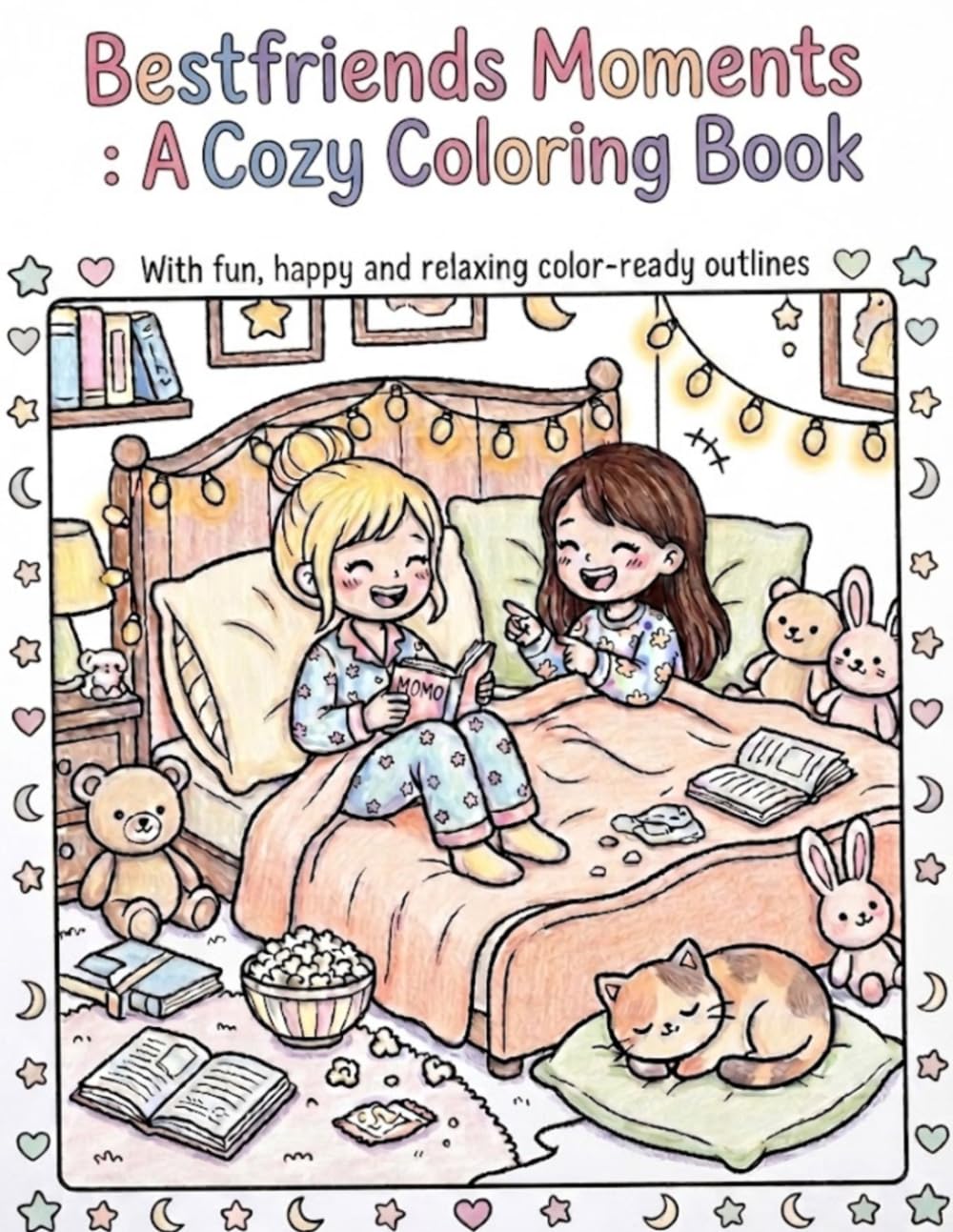 Best friends Coloring book: Sleepovers, Best Friends, Baking, Fun Adventures for Ages 4-10: Sleepover Fun Coloring Book for Girls Ages 4–10 | Cute Kawaii Best Friends, Cozy Bedrooms, Pets & Toys
