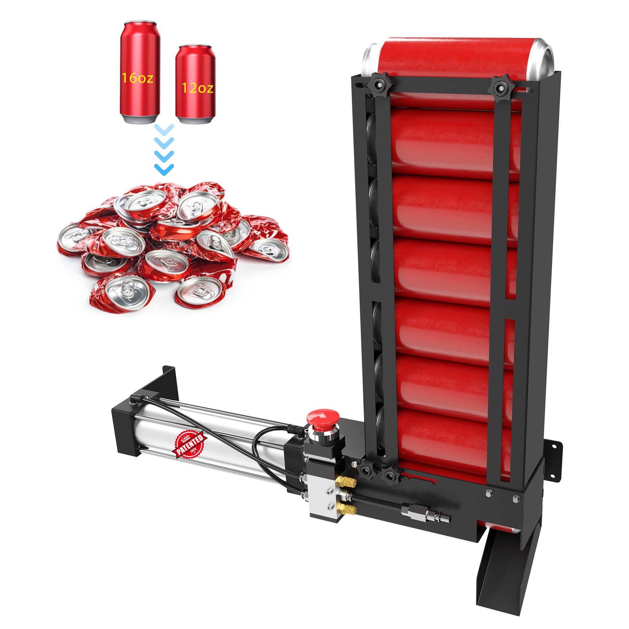 NEWPO Pneumatic Can Crusher with Hopper