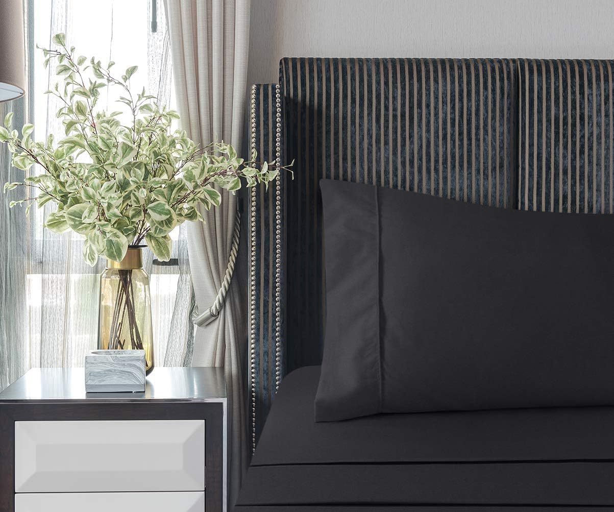 Utopia Bedding - Set Lenzuola Una Piazza e Mezza 4 Pezzi 120x190 cm - Set Lenzuola Letto, Spazzolata Poliestre di Microfibra - Lenzuolo con Angoli, Lenzuolo Piatto e 2 Federe 50x75, Nero
