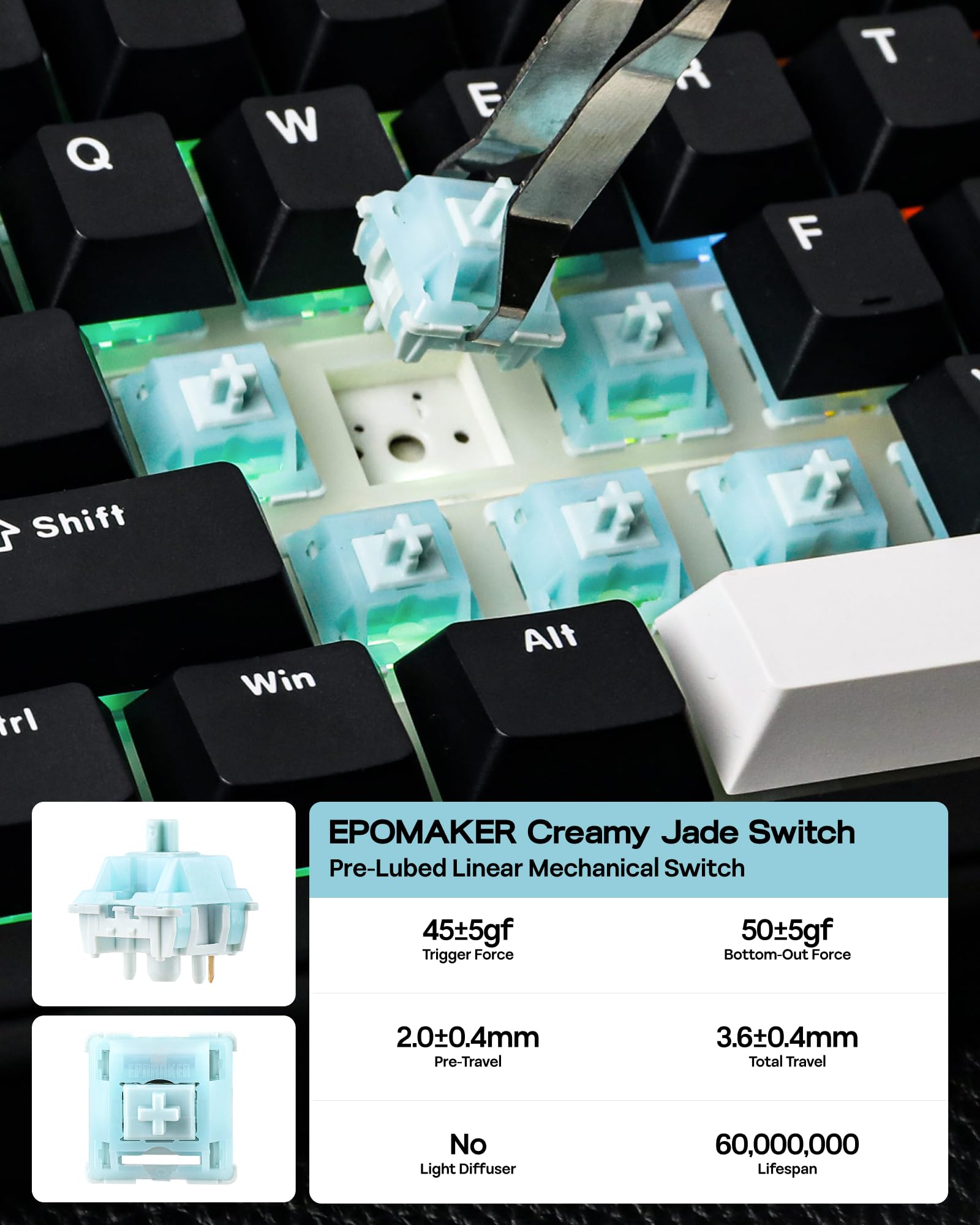 EPOMAKER TH99 Tastiera Meccanica Wireless Tri-Mode, Tastiera Personalizzata hot-Swap, Tastiera da Gioco RGB con Numpad per PC/Mac/Office (Nero, Creamy Jade)