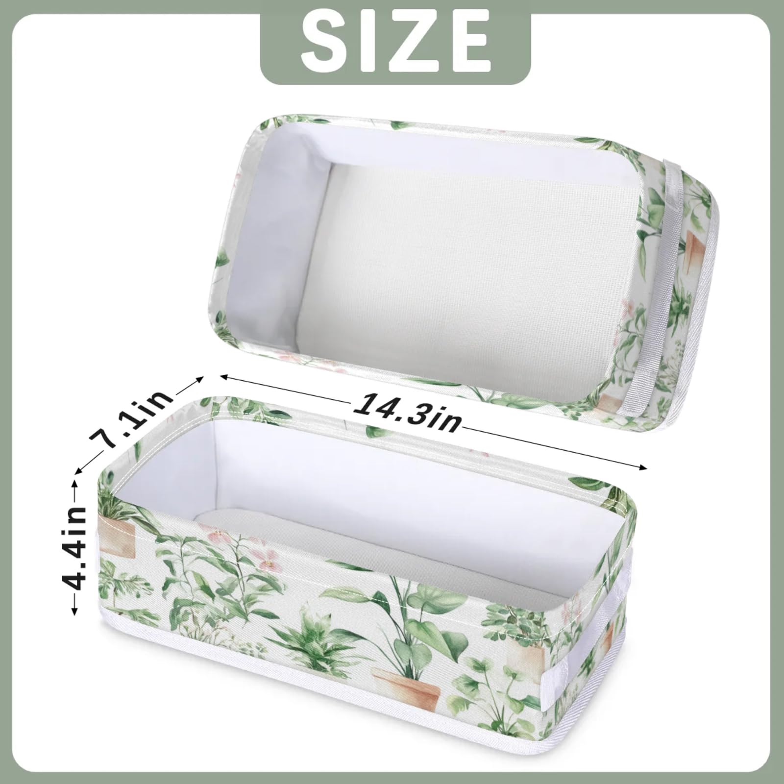 Tablerazzi Toilet Tank Topper Paper Basket with Handle, Plant Retro Modern Bathroom Storage Basket for Organizing, Small Fabric Storage Bins for Bathroom Decor