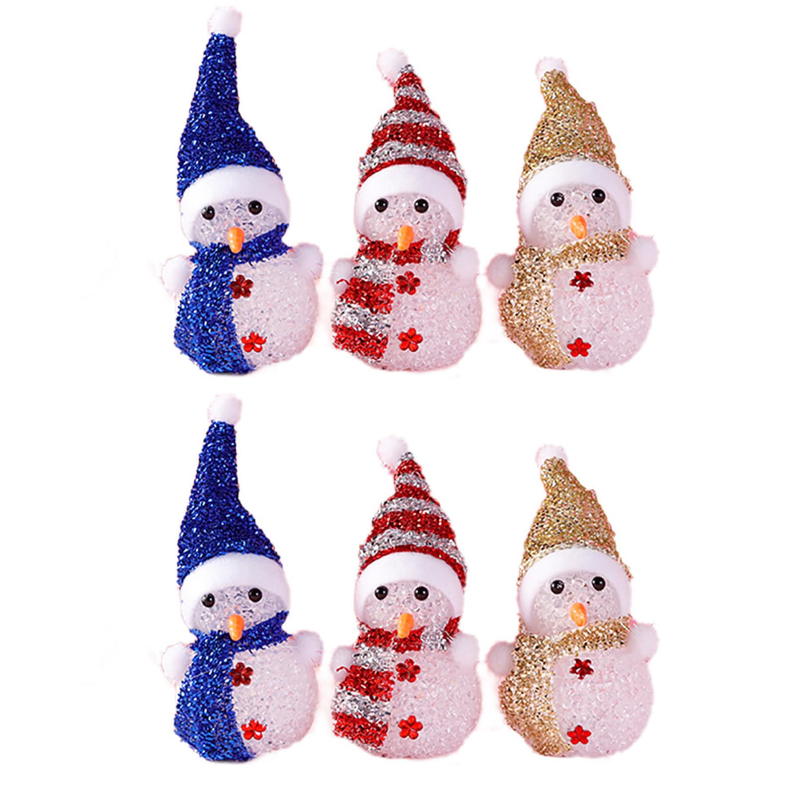 NPYQ Of 6 LED Light Up Snowmen Display Ornament with Random Color for Creating a Warm Atmospheres At Homes Birthday Parties Snowman