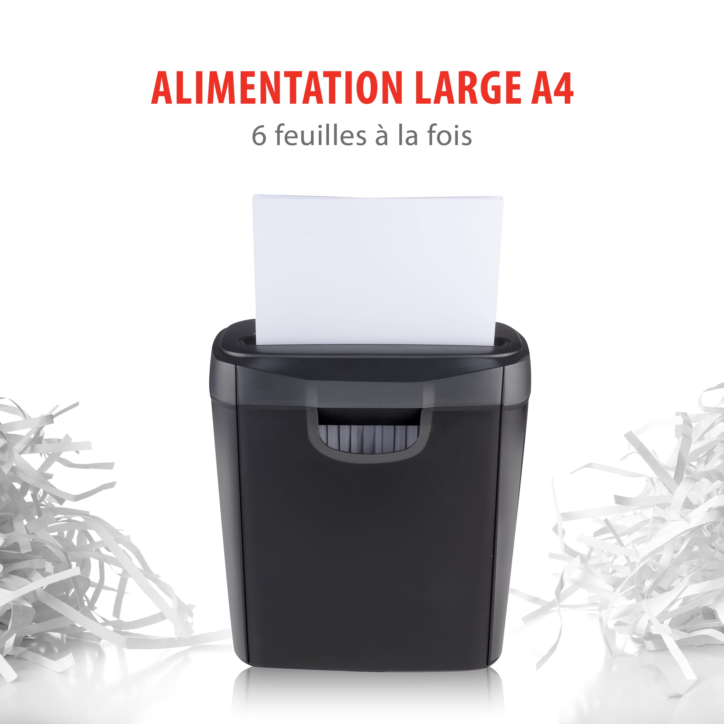 Alpina Destructeur de Documents Papier 6 Feuilles A4 Bac 10L 190W Noir