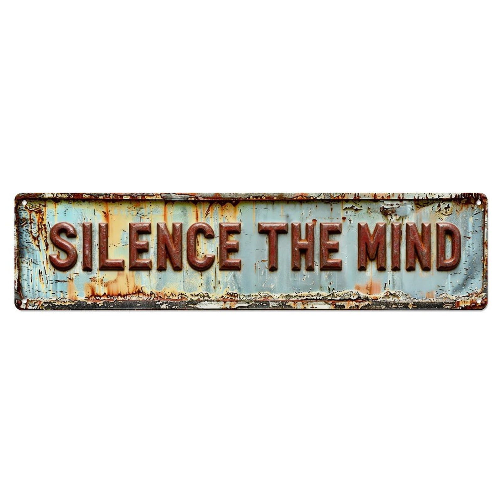 Iageret Vintage Silence The Mind Rustic Sign Metal Tin Sign Retro Wall Decor, Bar Garage Cafe Kitchen Home Wall Art Poster Decoration 4X16inches