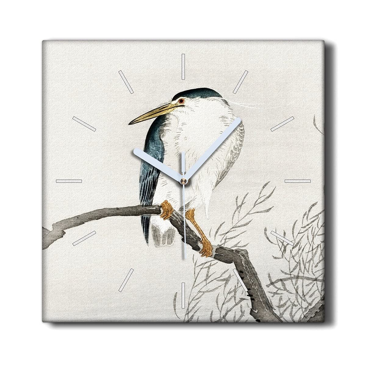 Horloge sur Toile sans tic-tac anti-bruit 30x30cm Décoration Murale Oiseaux