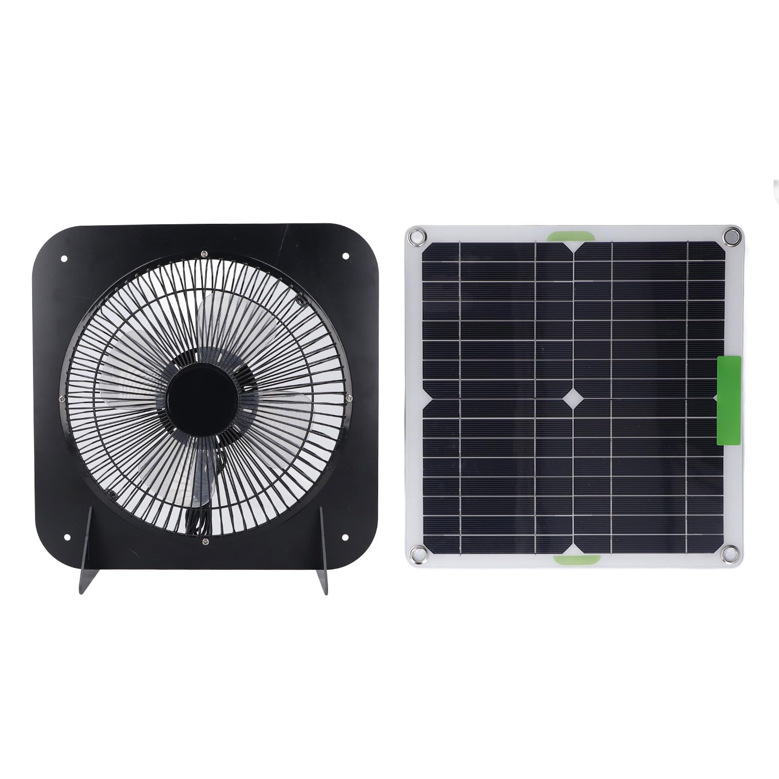 Fdit Panel Solar Monocristalino, Soporte con Ventilador de Aluminio de 10 | Salida de 100 W, Ventilación Silenciosa para Casas de Mascotas, USB/Tipo-C/DC