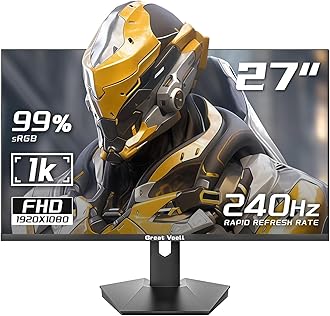 – 27 Inch Gaming Monitor 240Hz FHD (1920x1080) Computer Monitor, VA Panel, FreeSync, HDR10, 99% sRGB, FreeSync, 2*HDMI&2*DP, Design VESA (75 x 75mm)-Black