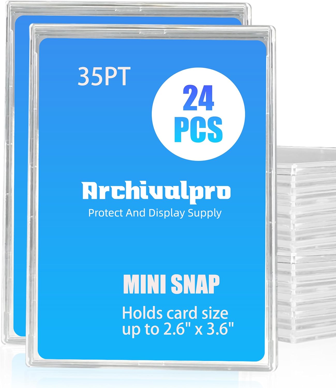 35pt Acrylic Card Protector Case 24-Pack with Organizer - Crystal Card Case for Sports Trading Cards