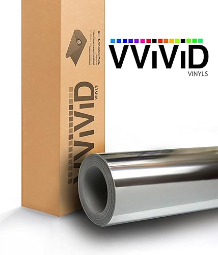 VViViD - Rollo de película adhesiva de vinilo plateado cromado brillante para envolver, lámina de calcomanía para hacer bricolaje, con liberación