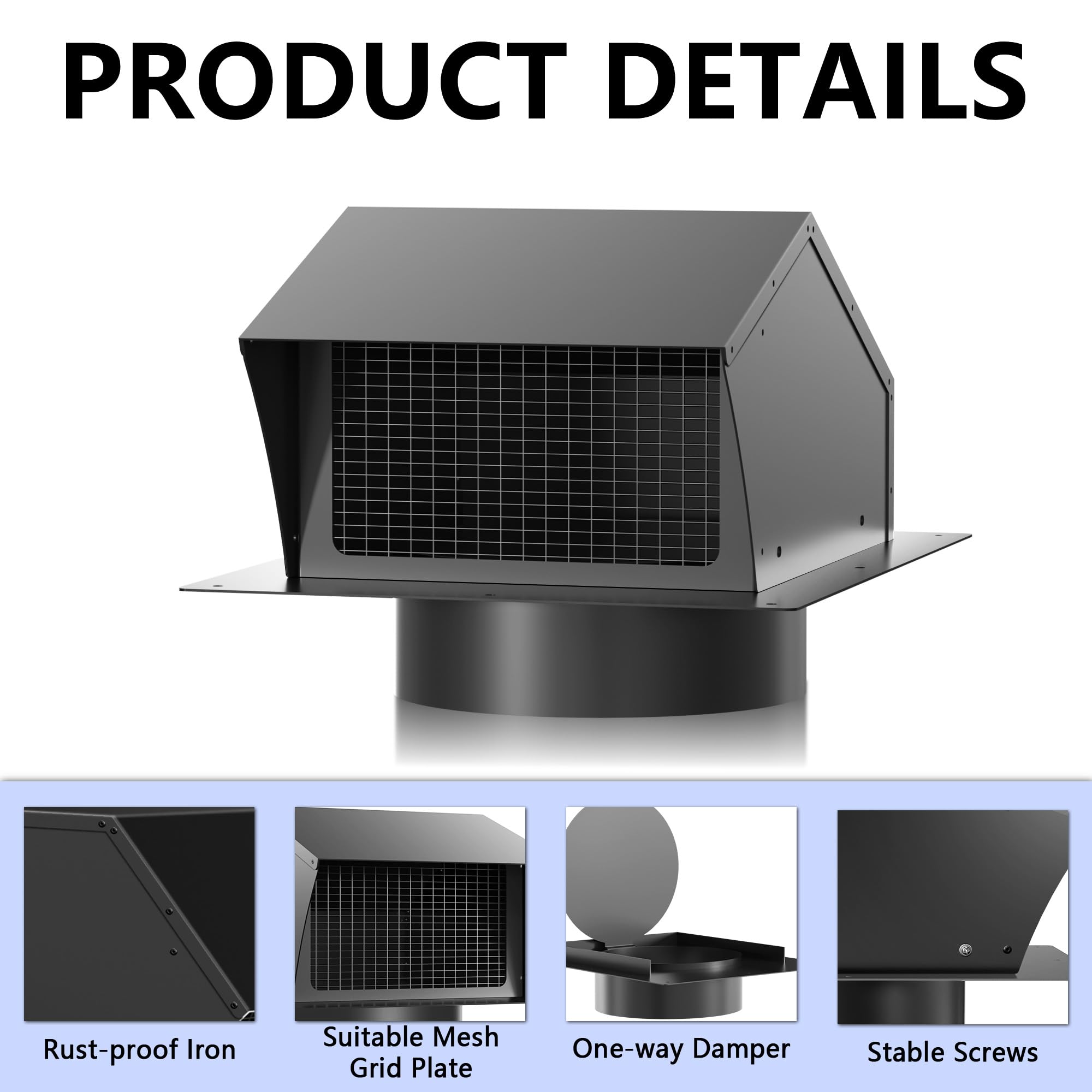 Snapklik.com : Roof Vent Cap 10 Inch Removable Roof Vent Dryer Vent Cap ...