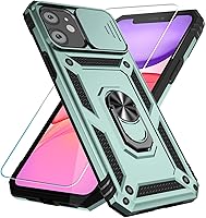 Vista 47 de Funda para teléfono SunStory para iPhone 11 con protector de pantalla HD y cubierta deslizante para la cámara y soporte giratorio con anillo