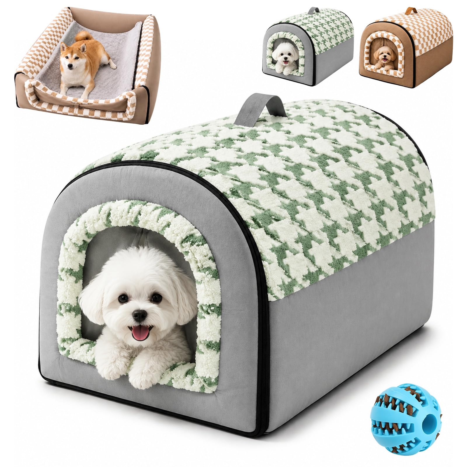 2026 New Large Dog Bed, 2 in 1 Dogs House Soft Warm Pet Cave (Gray,L)