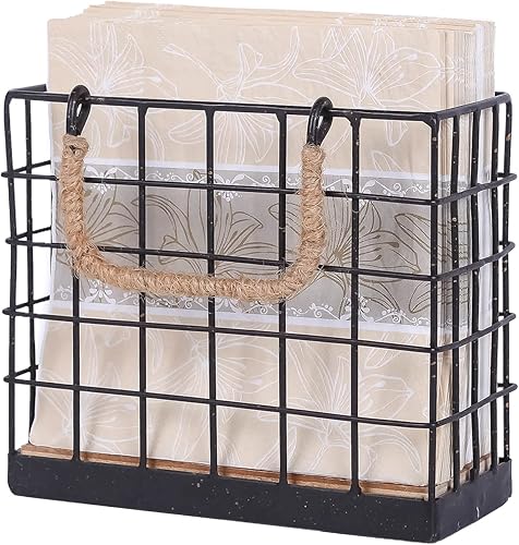 NIKKY HOME Servilletero de granja, dispensador de pañuelos rústico, organizador de papel independiente para toallas de mano, bandeja de servilletas