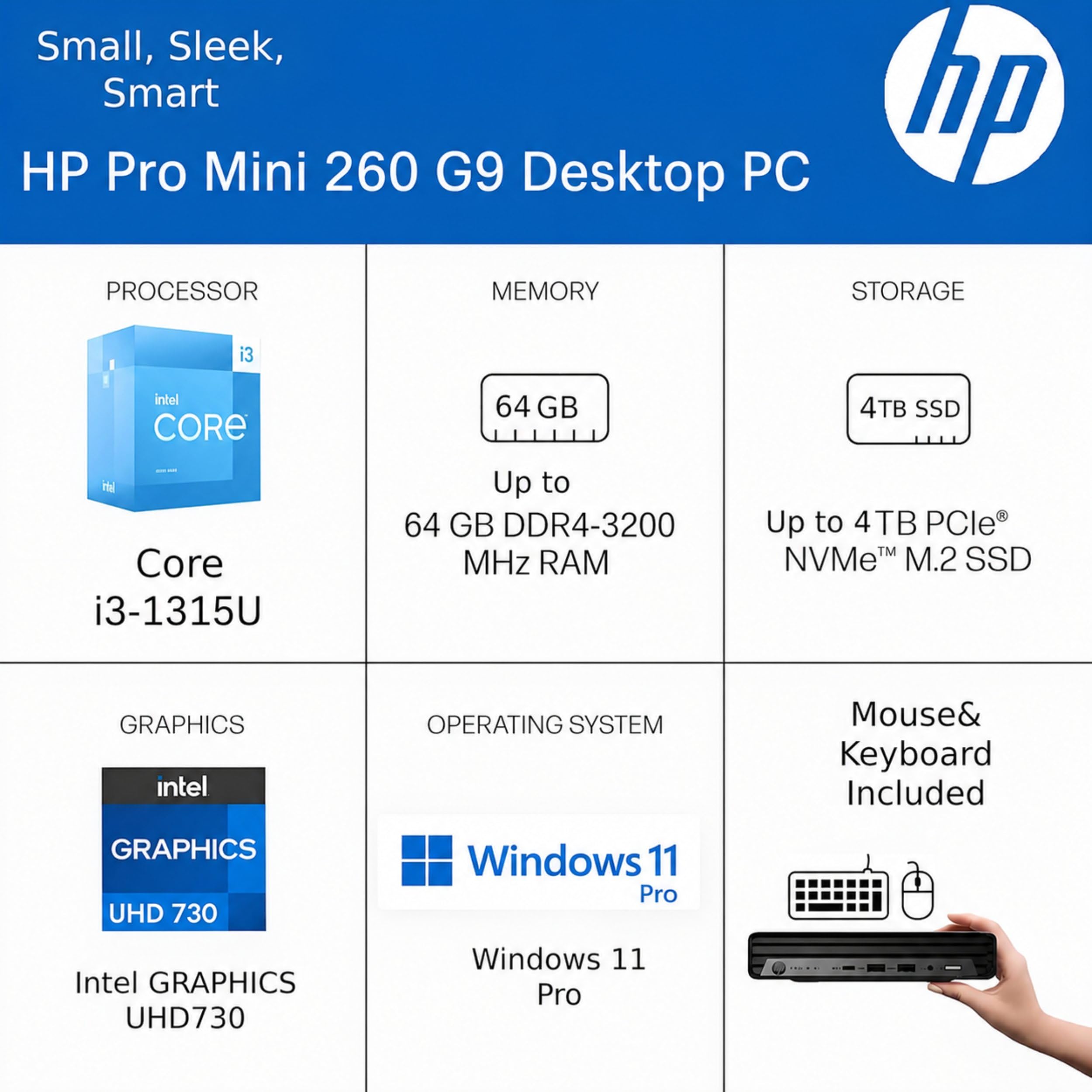 Amazon.com: HP Pro 260 G9 Mini PC Desktop Computer, 13th Gen Intel