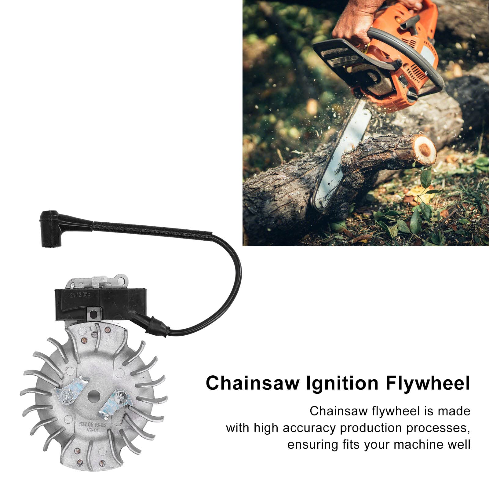 Fyearfly Chainsaw Ignition Flywheel, Ignition Wire+Flywheel+Connecting Line OEM:537051605 Original Replacement - Image 3