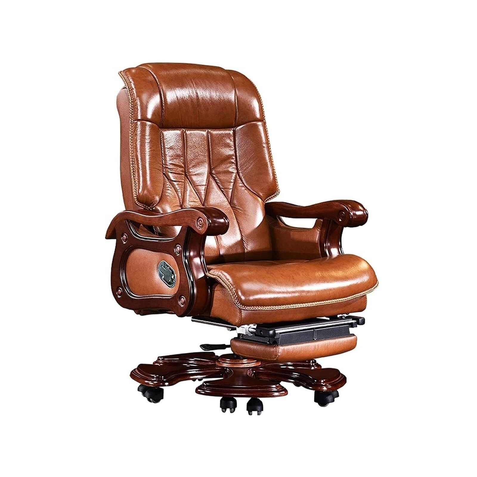 Big and Tall Executive Office Chair with Solid Ergonomic High Back Classic Bonded Leather Padded Footrest Reclining Swivel