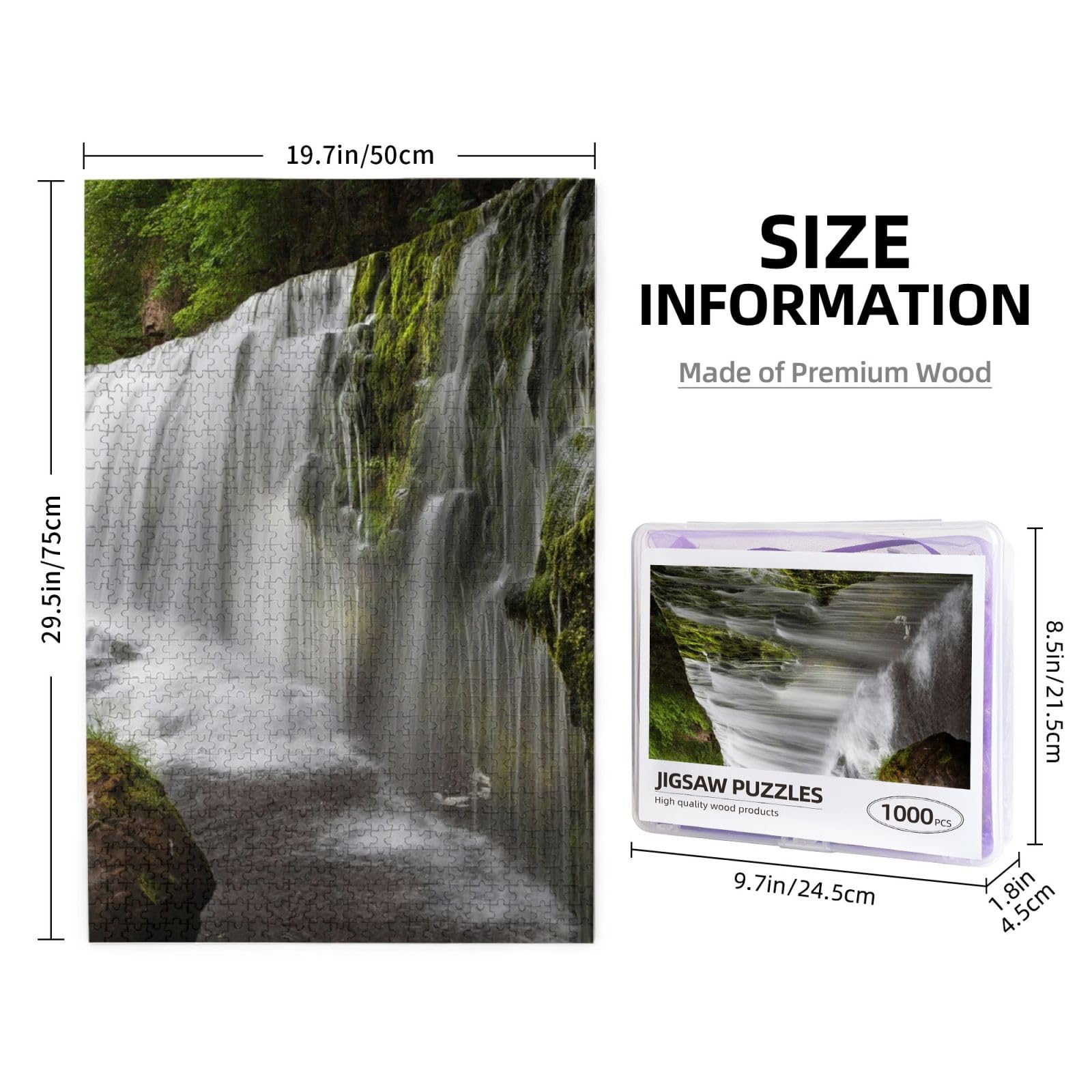 SUPERPOWER 1000 Teile Wald-Wasserfall Puzzle – Landschaftsmotiv, Fertige Größe 76x50 Cm, Holzpuzzle Für Erwachsene