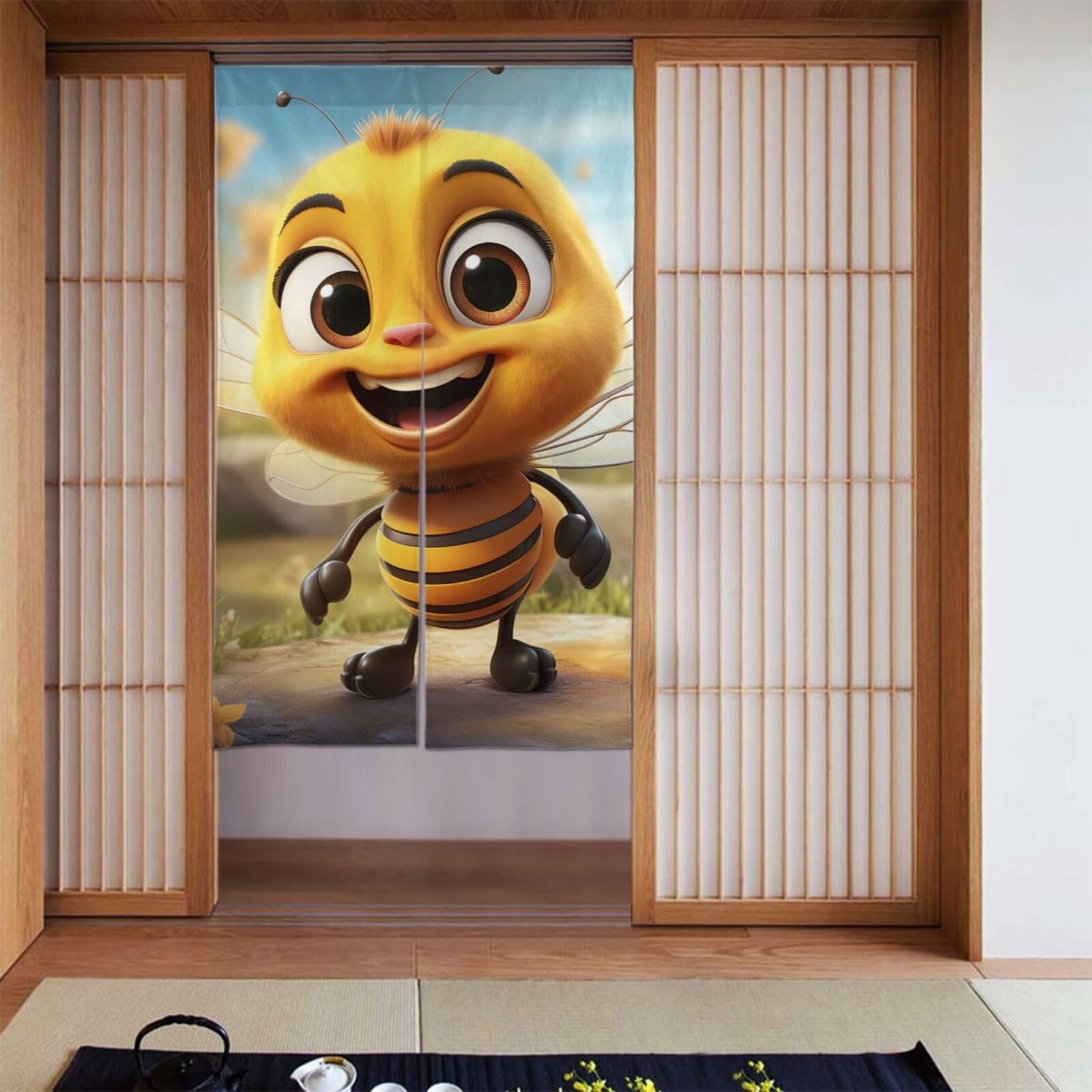 FekiLoot Bee Door Curtain for Doorway Privac,Personalized Blackout Kitchen Curtains Window Treatment 2 Panel Door Curtain Tapestry Hanging Room Divider Home Decor 34"X 56"