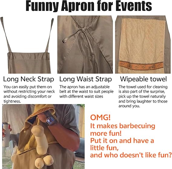 Chef's Prank Apron, Creative Prank Aprons for Men, Surprise Hiding in the Pocket Funny Apron