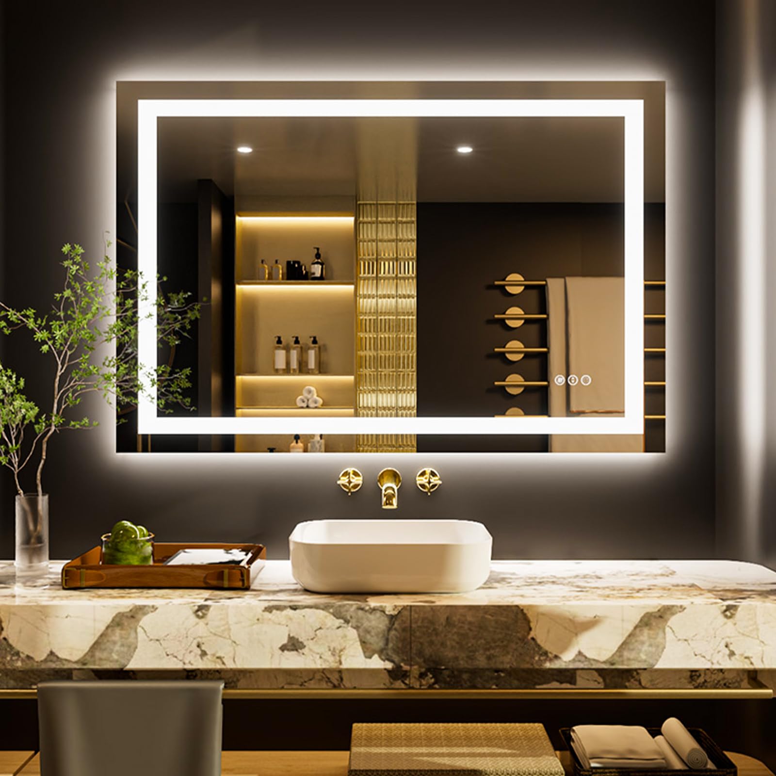 LOAAO 44"X30" LED Bathroom Mirror with Lights, UL Listed